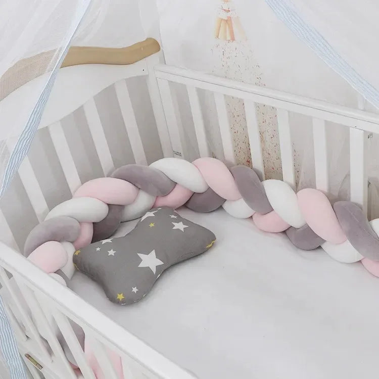 Tour de lit bébé rose gris blanc