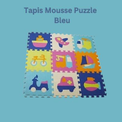 Tapis Mousse Puzzle  | Bleu Transport